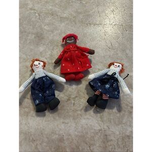 Raggedy Ann & Andy with Goliwog Mini Rag Dolls